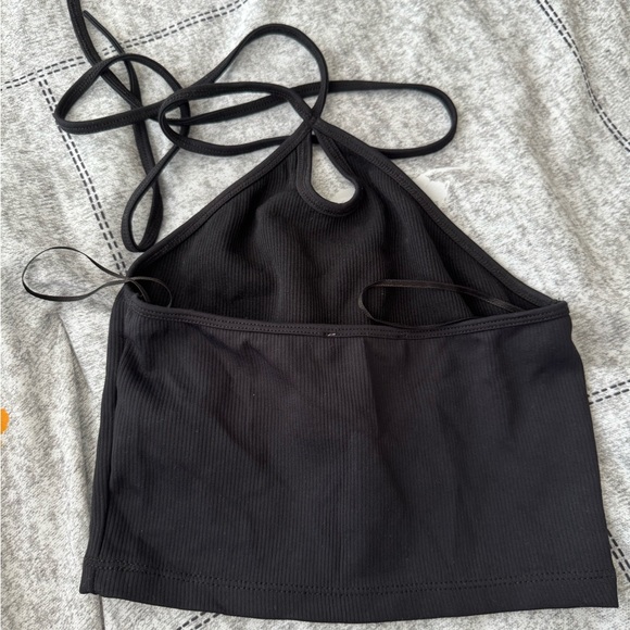 Zara Black Ribbed Halter Top - Picture 1 of 2